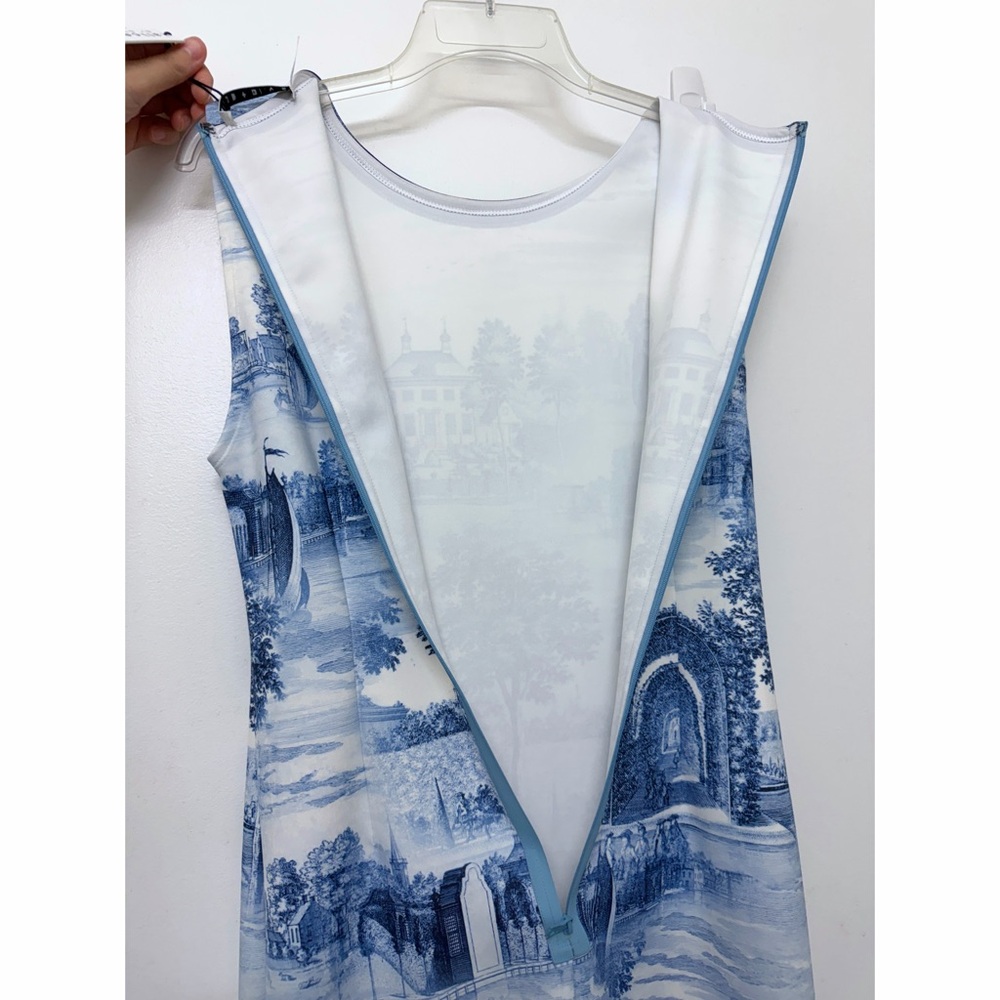 NWT Alice + Olivia Wynell Chateau A Line Mini Dress Blue Toile De Jouy Floral 6 - Picture 12 of 12